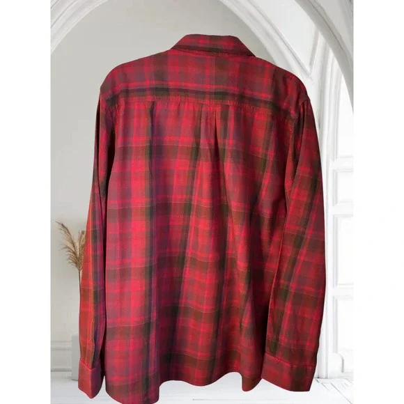 Vans Mens Flannel Shirt Button Up Plaid Long Sleeve Casual Top Red Large - Picture 3 of 10